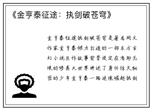 《金亨泰征途:执剑破苍穹》